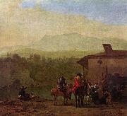 Karel Dujardin Rast vor einem italienischen Wirtshaus oil on canvas